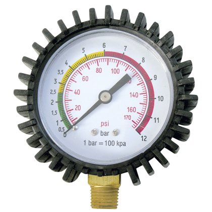 Manometer pre hustiče pneumatík 0-12 bar 63 mm bočný vstup 1/4"