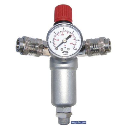 Regulátor tlaku vzduchu - membránový s manometrom a filtrom do 12 bar  3/8" ADLER