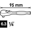 Račňa 1/4" extra krátka 95 mm, 72 zubov MINI VIGOR