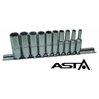 Sada 12-hranných nadstavcov 4mm-13mm dĺžky 50mm 1/4" ASTA