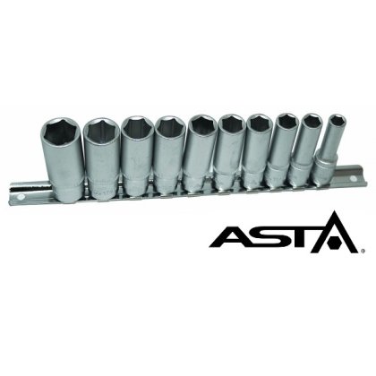 Sada 6-hranných nadstavcov 8mm-19mm dĺžky 63mm 3/8" ASTA