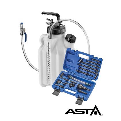 Plnička oleja do automatických prevodoviek 10l  - pneumatická + sada adaptérov 13 ks ASTA