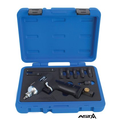 Pneumatický rázový kľúč 1/4" pre demontáž žhavičov  + adaptéry ASTA