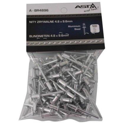 Slepé hliníkové nity 4,8 x 9,6mm 100 ks ASTA