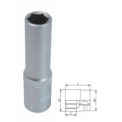 Nadstavec 6-hranný 11mm 3/8"  CrV, L 63mm  ASTA  
