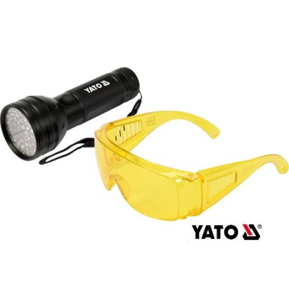 Lampa UV LED na diagnostiku klimatizačných zariadení + okuliare YATO